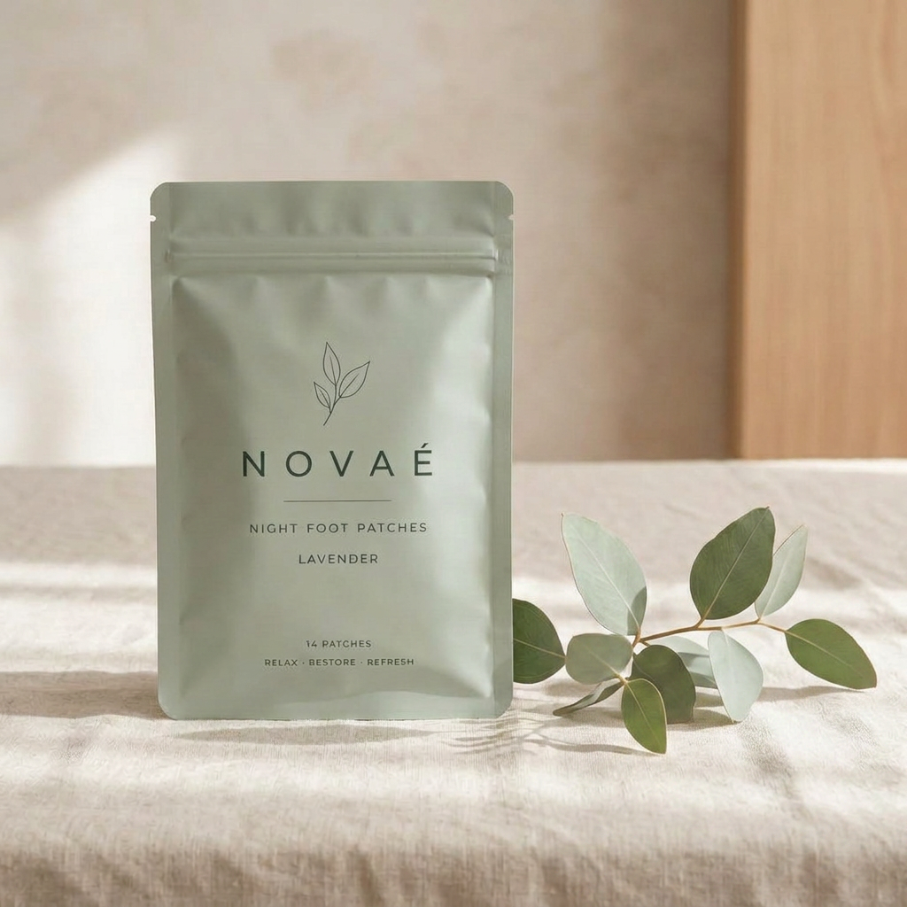 NOVAÉ productverpakking op beige linnen